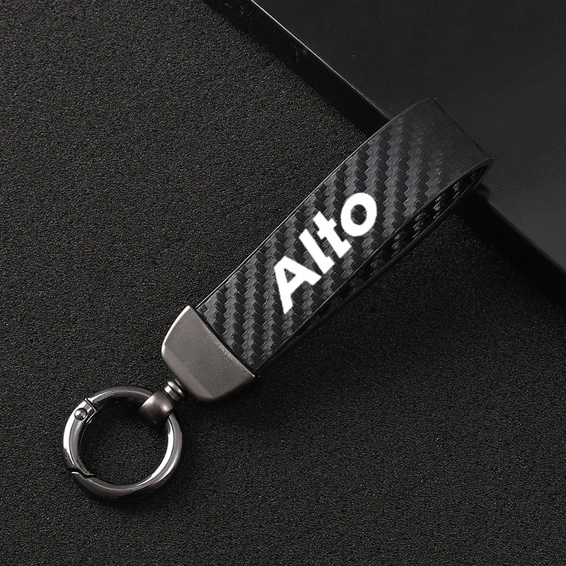 

New fashion car carbon fiber leather rope Keychain key ring For Suzuki Alto 2018 2021