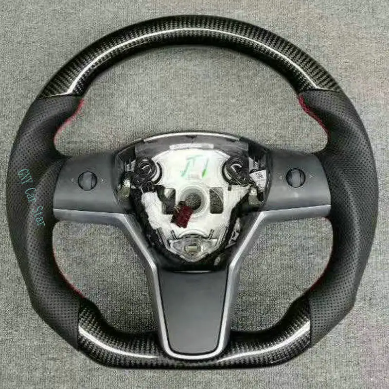 Акция руль из натурального углеродного волокна/кожи для Tesla Model 3 | Автомобили и