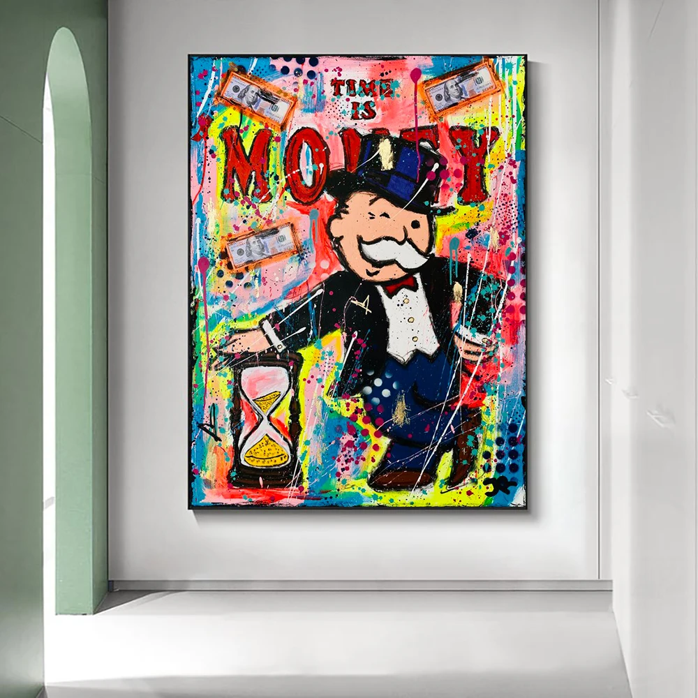 

Graffiti Alec Monopoly Poster Funny Time Is Money Street Wall Canvas Painting Print Art Picture For Living Room Home Decor Mural