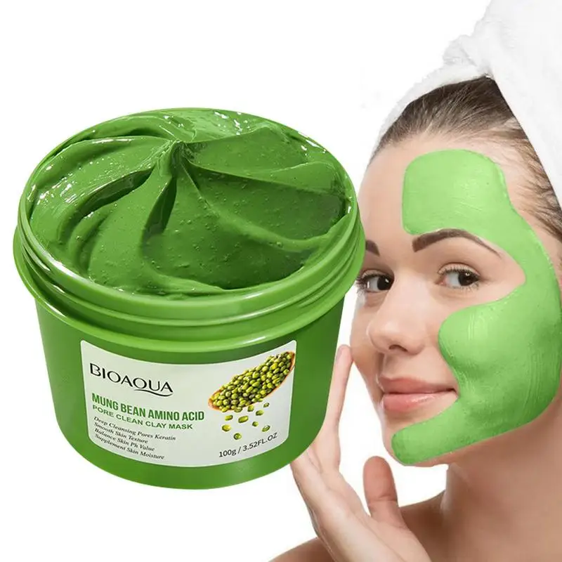 

Face Cleansing Mung Bean Mud Clay Mask Blackhead Mask Remover Contractive Pore Hydrating Firm Skin Care Creams