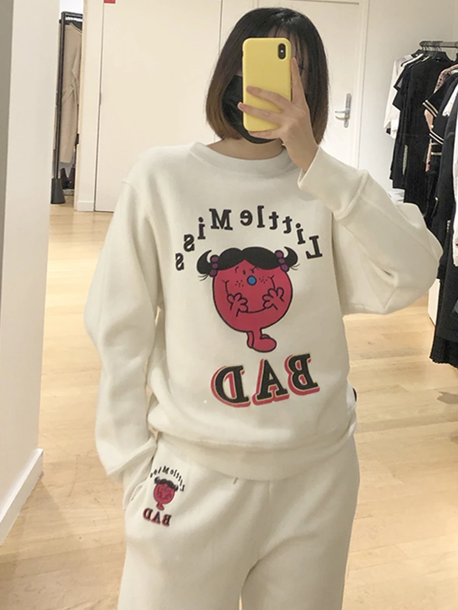 

2022 Autumn /Spring New Letter Printing Fleece Round Neck Pullover Women Sweatshirt