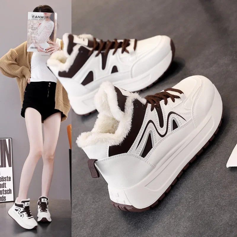 Зимние ботинки женские кроссовки новые зимние ботильоны на толстой подошве