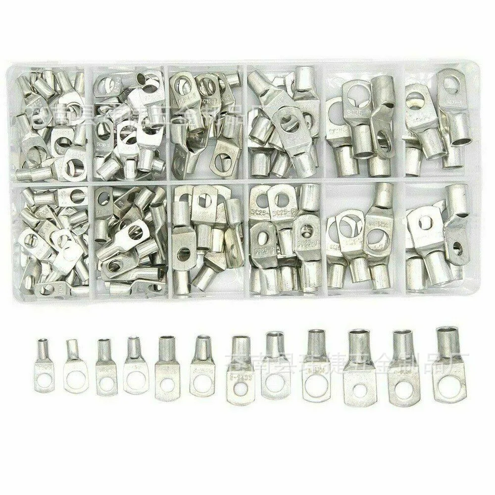 

140PCS boxed round cold-pressed terminal bare terminal opening copper nose +SC peephole terminal 6-35
