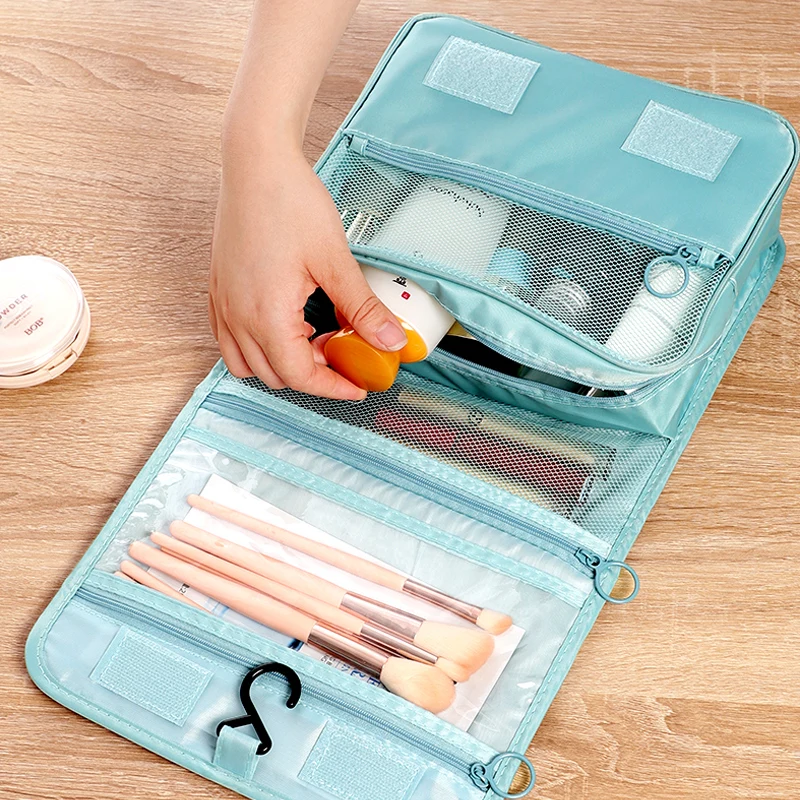 

Складная женская косметичка большой вместимости, дорожный органайзер для косметики, портативная сумочка-тоут с пазом для хранения