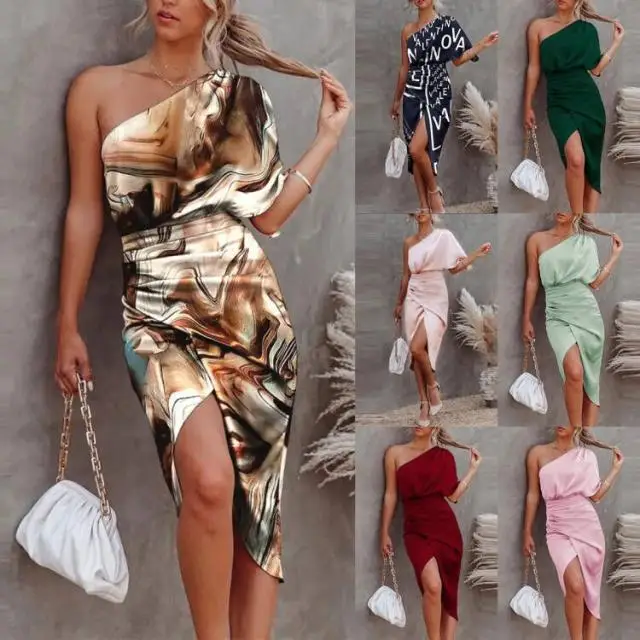

Summer sexy sleeveless shoulder bag hip dress for women