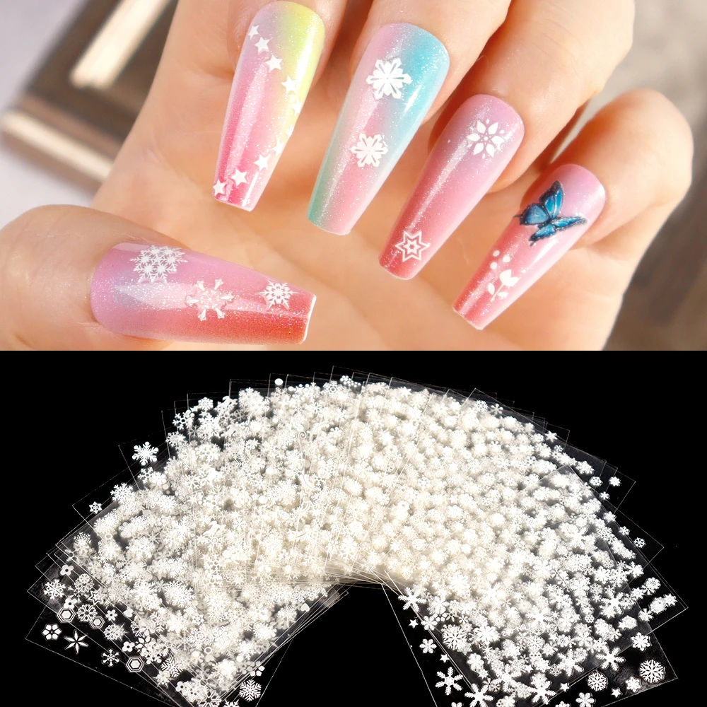 

30pcs/Set Snowflake Nail Art Stickers 3D Christmas Designs Adhesive Sliders For Nails Decals Manicure Decoration NL066-2022