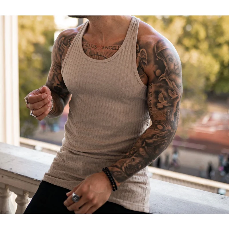 

Tank Tops Men Fitness Sleeveless Shirt Male Exercise Sports Vest Undershirt Gyms Train Clothing
