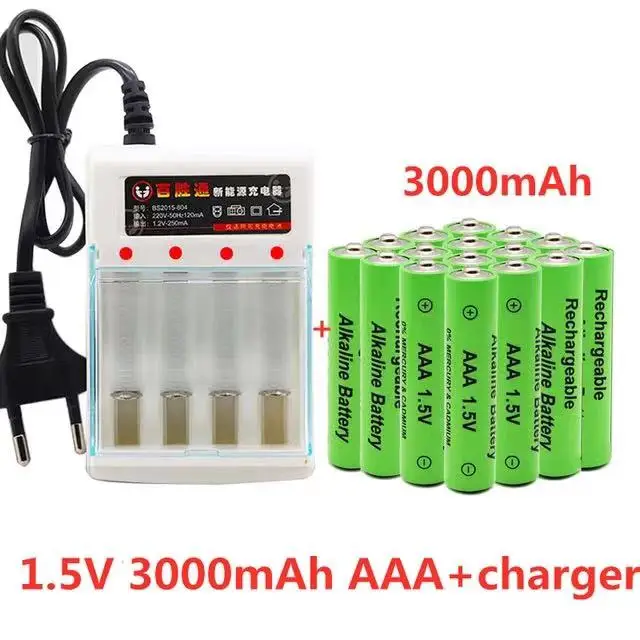 

100% New Brand 3000mah 1.5V AAA Alkaline Battery AAA rechargeable battery for Remote Control Toy Batery Smoke alarm with charger