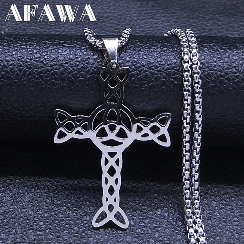 

Triquetra Trinity Knot Cross Necklace Stainless Steel Pagan Protection Spiritual Amulet Necklaces Jewelry nudo de bruja N2002