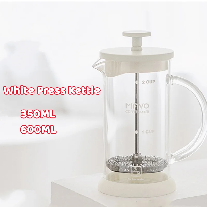 

French Press Coffee Pot Manual Hand Brewing Coffee Filter 350ml/600ml Milk Frother Stainless Steel Glass Mesh Tea Maker