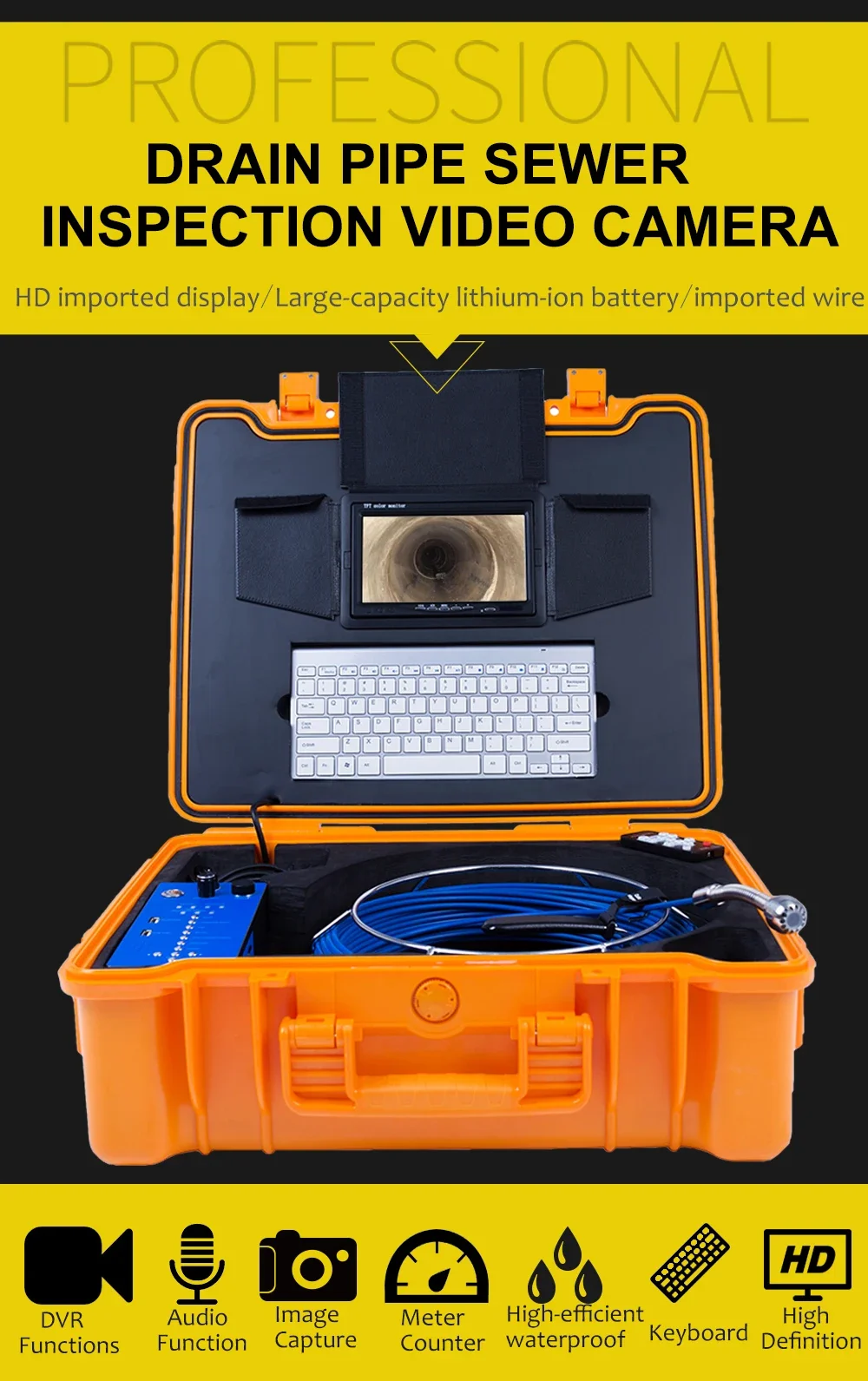 Камера для осмотра труб SYANSPAN 9-дюймовый монитор HD1080O канализационный