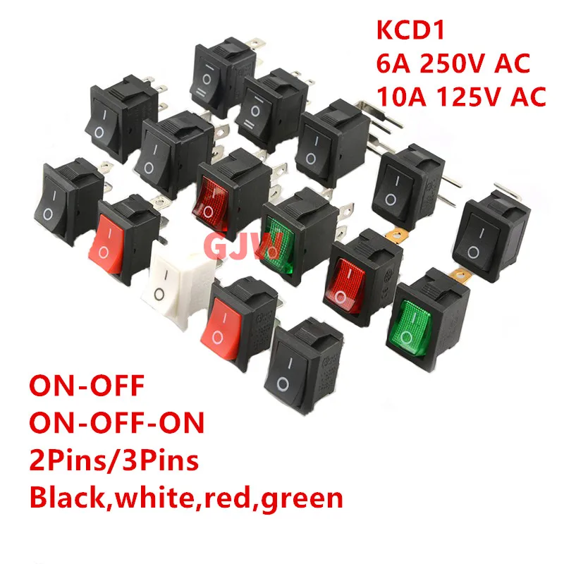 15x21мм 1 шт. KCD1 2PIin 3Pin переключатель Perahu Mobil 6A/10A 250V/125V AC Merah Hijau