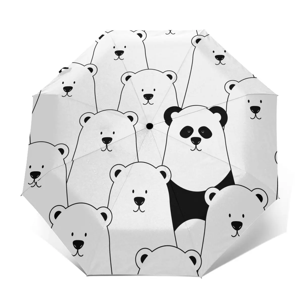 

Funny White Polar Bears And Panda Windproof Automatic Folding Inverted Umbrella Portable Paraguas for Man Woman