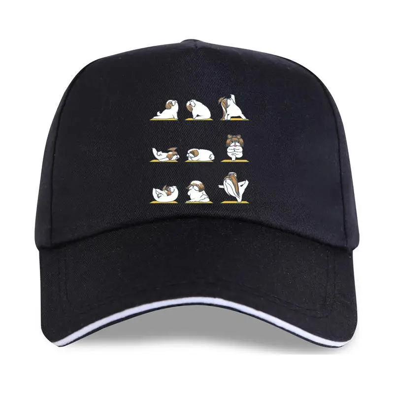 

new cap hat Funny Yoga Design Mens Shih Tzu Fitness Exercise OM Black Baseball Cap Pure Cotton Brand 2021 Casual Print Boy G