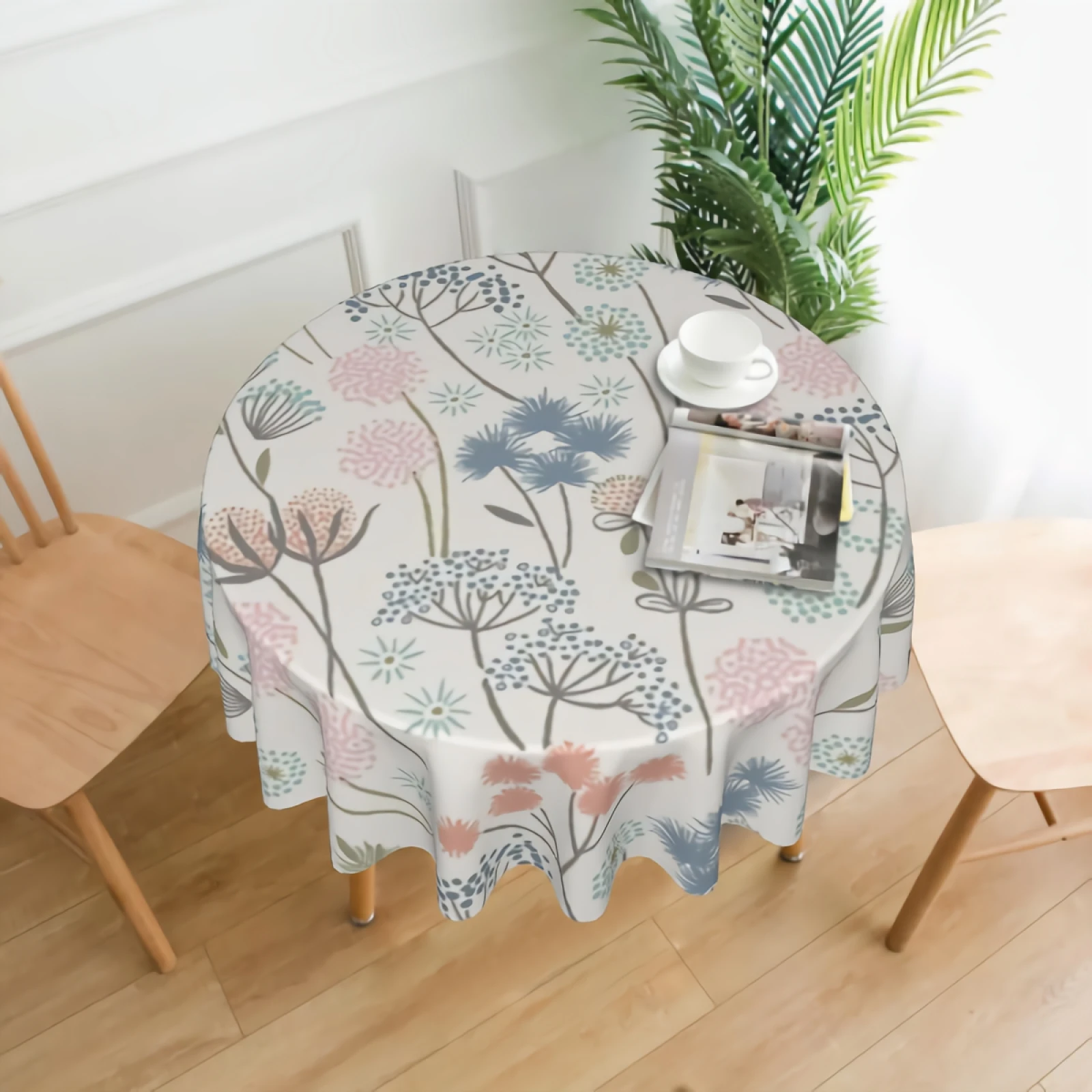 

Pastel Hedgerow Flowers Round Tablecloths Circular Table Cover Cloths for Holiday Kitchen Party Picnic Dining Decor 60 inch