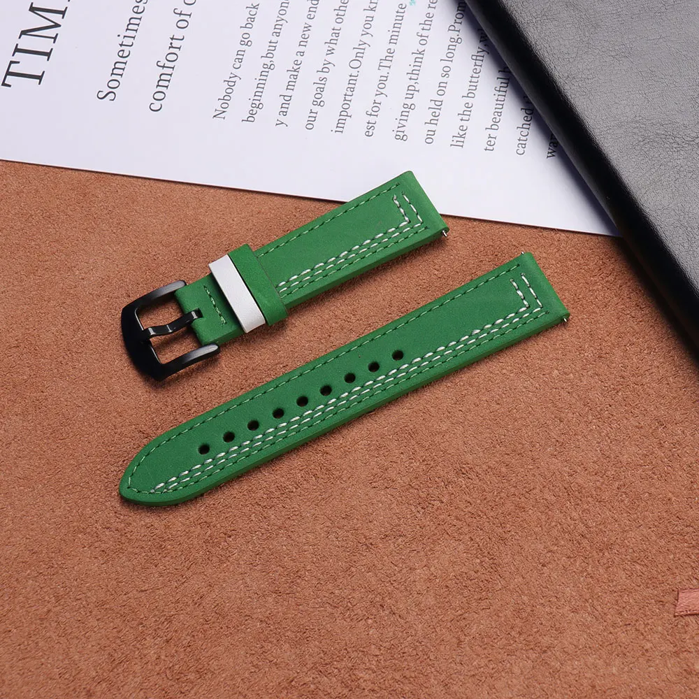 20mm 22mm Leather band for Samsung Galaxy watch 4 5/classic/Active 2 46 42 40 44mm for vintage bracelet Amazfit GTS 2/3 strap