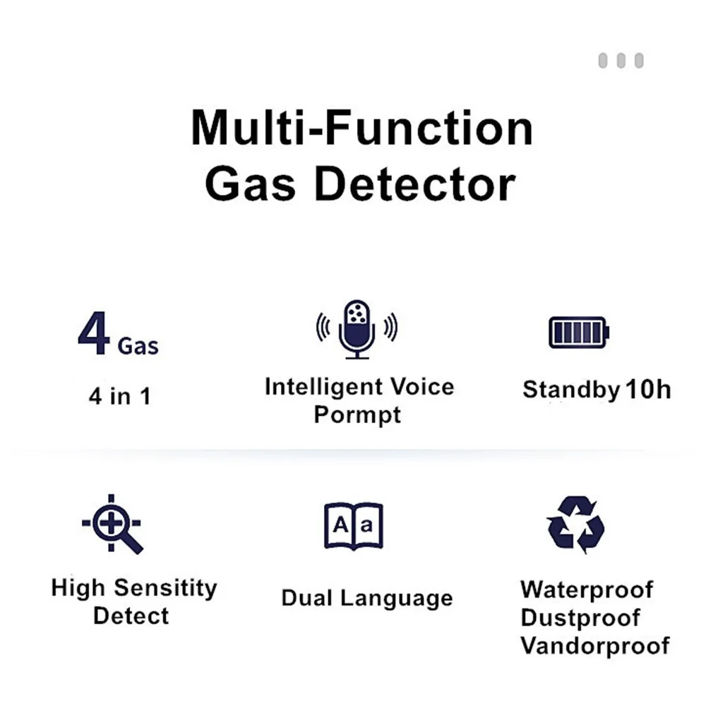 

Air Quality Detector 4In1 CO O2 H2S Gas Analyzer Rechargeable Digital Carbon Monoxide Hydrogen Sulfide Toxic Gas Alarm Detector