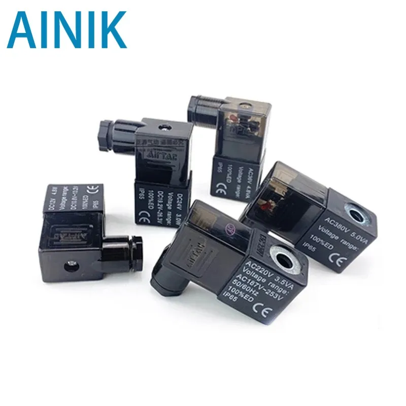 

1 pcs Pneumatic Air AirTAC Solenoid Coil Valves Coil Black DC12V DC24V AC110V AC220V For 4v210-08 2v025