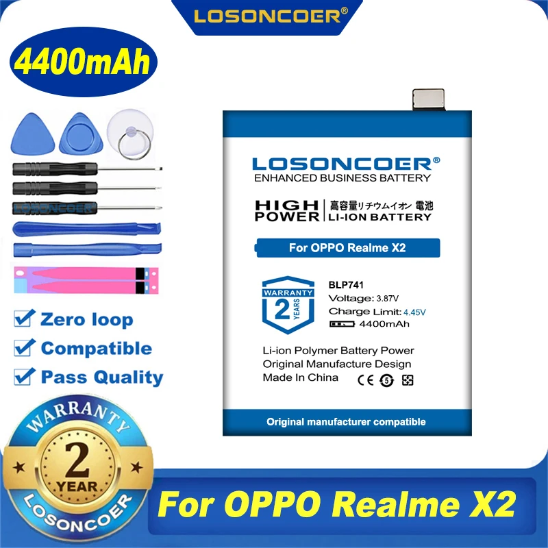 100% Оригинальный LOSONCOER 4400 мАч BLP741 для OPPO Realme X2 XT мобильный телефон аккумулятор |
