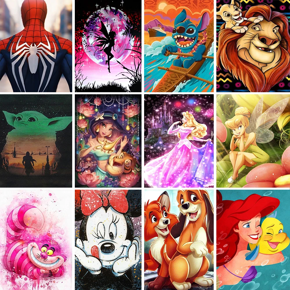 

Disney Character Diamond Painting Cartoon Mermaid Animal Full Round Diamond Mosaic Embroidery DIY Home Decor Children's Gift