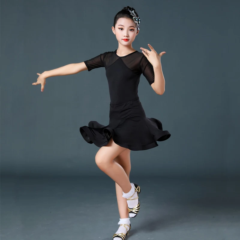 Детский костюм для латиноамериканских танцев тренировочный с юбкой выступлений