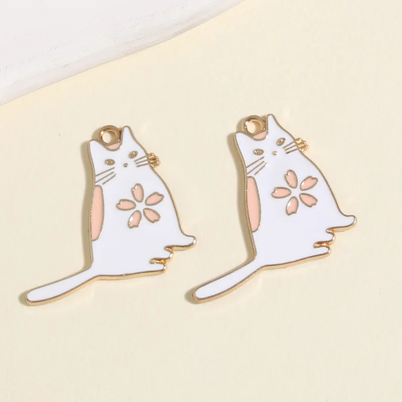 5 шт., эмалевые подвески в виде цветов и кошек, 30 х27 мм