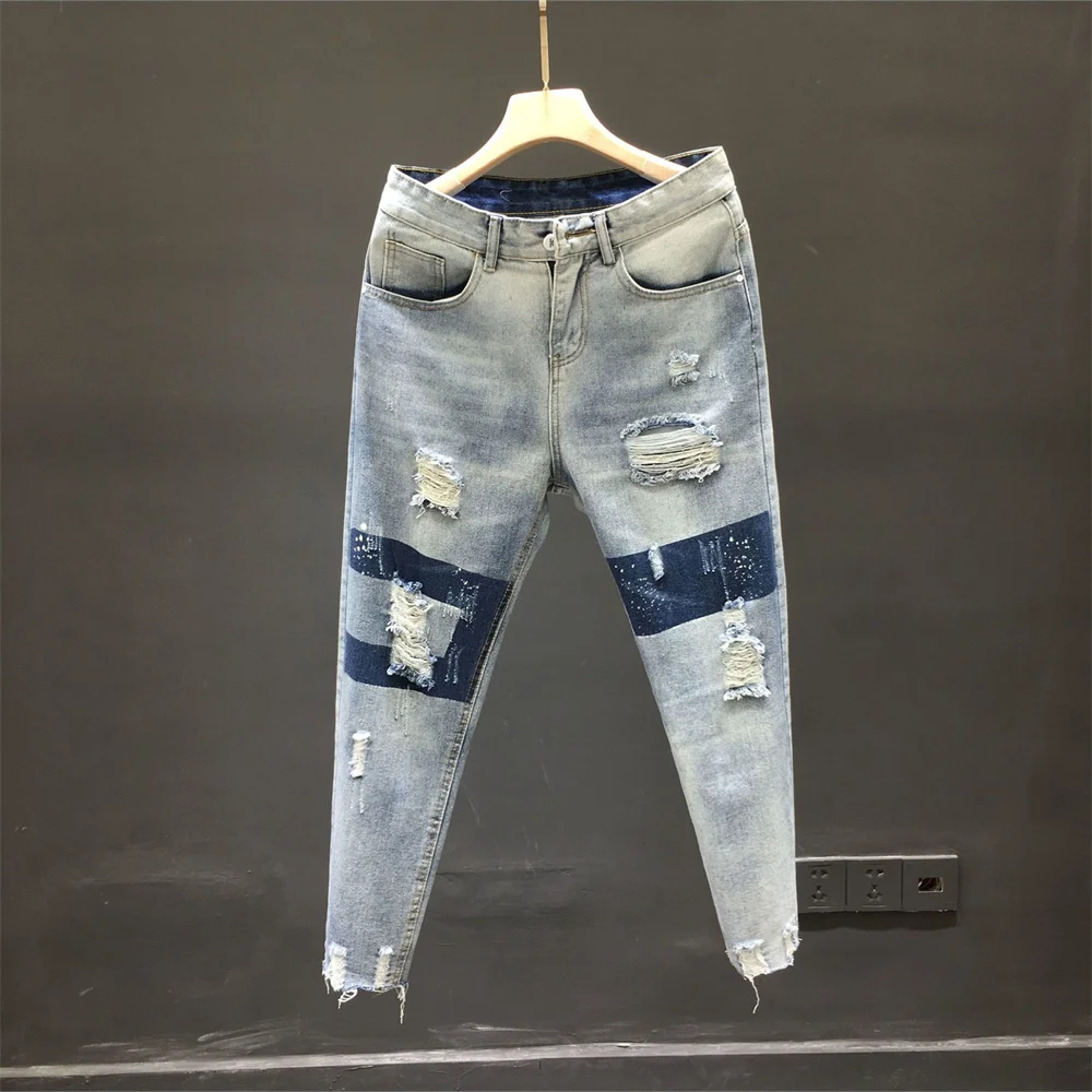 Jeans Men And Women Summer 2022 High Waist Thin Color Loose Straight Denim Ankle-length Harem Pants Men And Women Jeans