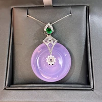 luxury 925 sterling silver pendant safety buckle necklace high quality classic women trendy purple stone wedding jewelry gift