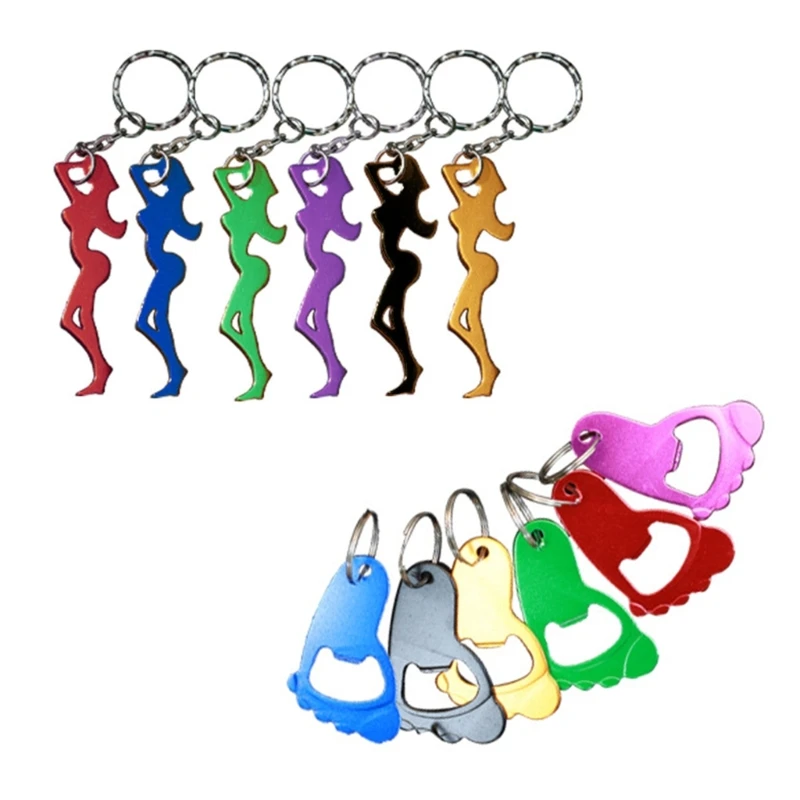 

Q0KF 6 шт. металлическая открывалка для бутылок, брелок из цинкового сплава, карманный размер для напитков, пива