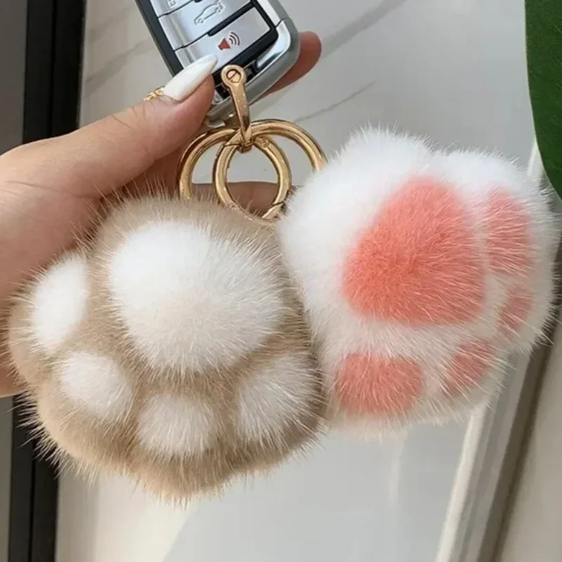 Плюшевый брелок в виде кошачьей лапы кавайный пушистый мягкий искусственный мех