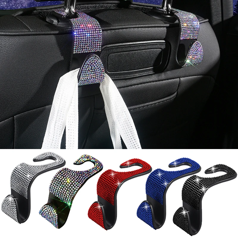 

Car Purse Hook Bling Crystal Car Hooks Women Girls Auto Back Seat Hangers Rear Headrest Hooks Purse Bag Handbag Grocery Clothe