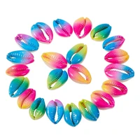 30pcs spray paint shell beads smooth cut beach shells charm loose beads with big hole leather cord for diy craft jewelry making