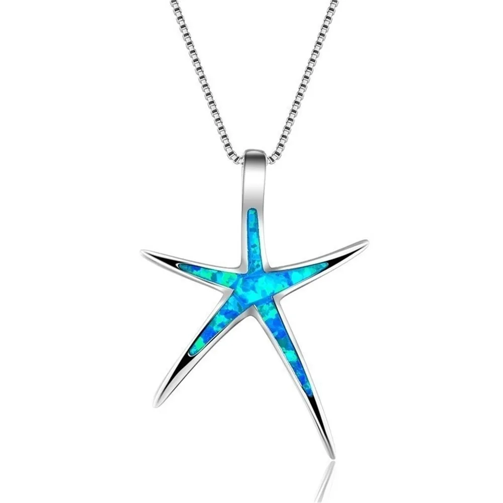 

Ekopdee Trendy Blue Star Pendant Necklaces For Women Female Starfish Sea Necklace Ocean Summer Beach Jewelry Collar