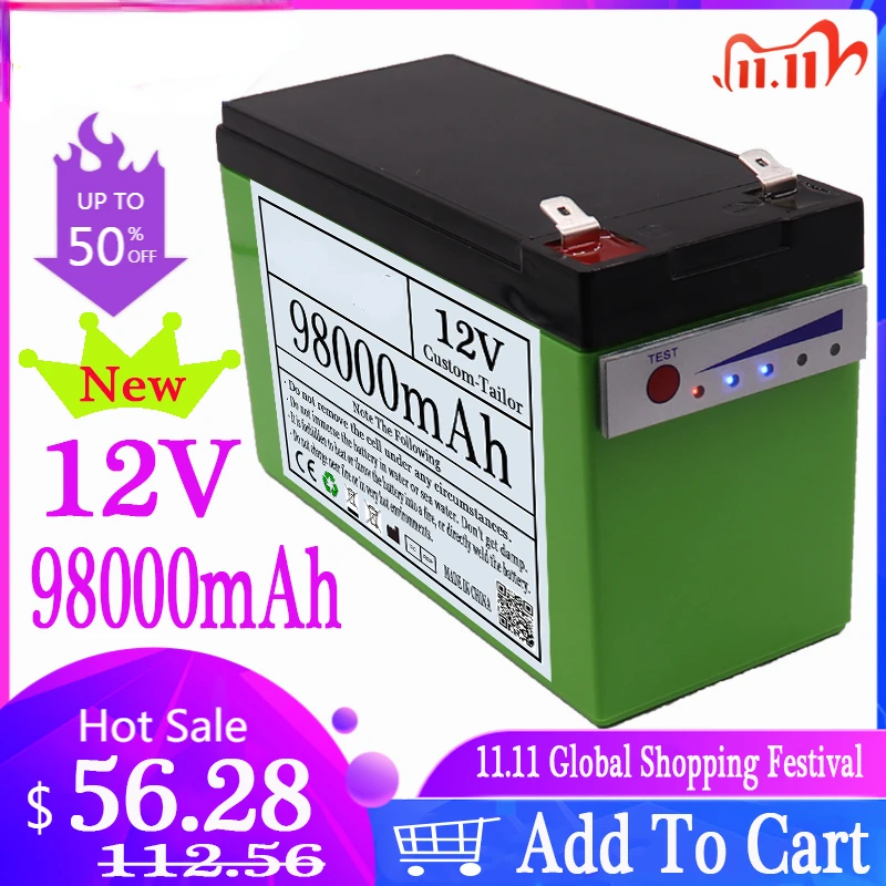 

18650 Li-Ion Battery Pack 12V 85Ah 98Ah for Sprayer Appliance Uninterrupted Power Supply with 30A Balanced BMS + 12.6V Charger