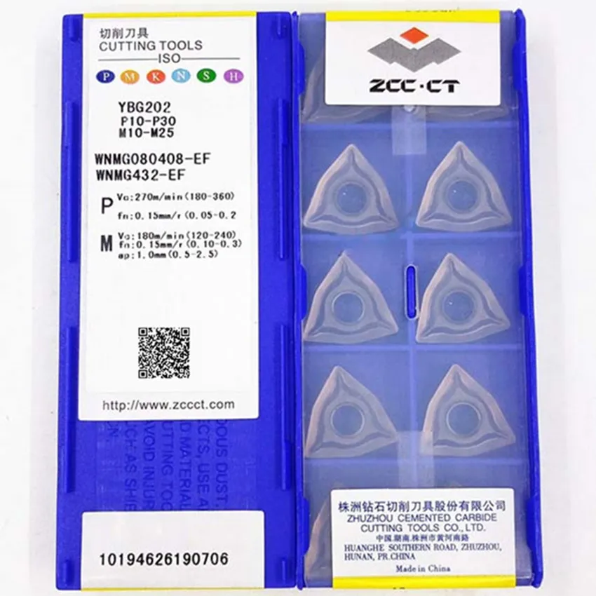 

Твердосплавные пластины ZCC.CT для токарных инструментов WNMG080404/08-EF YBG202/YBG205