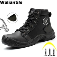 waliantile waterproof safety boots men male construction non slip working boots anti smashing steel toe indestructible shoes men