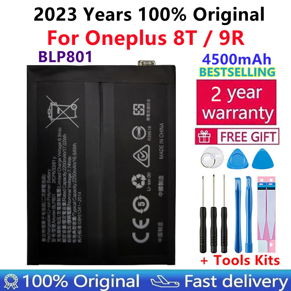 

2023 New Original is Suitable For OPPO 1+8T/1+9R Battery Large Capacity One Plus Eight T BLP801 Mobile Phone Battery