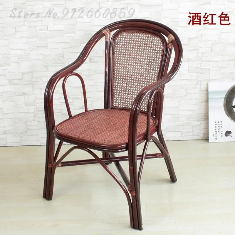 Teng chair natural real rattan single woven handmade mahjong backrest small home elderly short balcony lounge wicker |