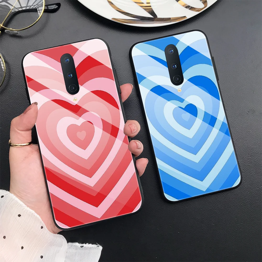 

Circle Heart Coque For OnePlus 9 Pro Case Tempered Glass Covers For One Plus 8 9 9R 9RT 5G 8T 7 7T Pro Nord N10 N100 Phone Case