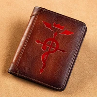 high quality genuine leather wallet fullmetal alchemist symbol printing standard purse bk134