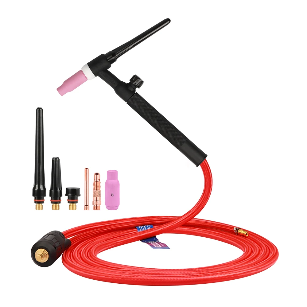 

WP17 WP17FV Сварочный пистолет TIG Сварочная горелка 150A 3 м/5 м Мягкий красный шланг Гибкий газовый клапан Быстрый разъем DKJ10-25 35-50