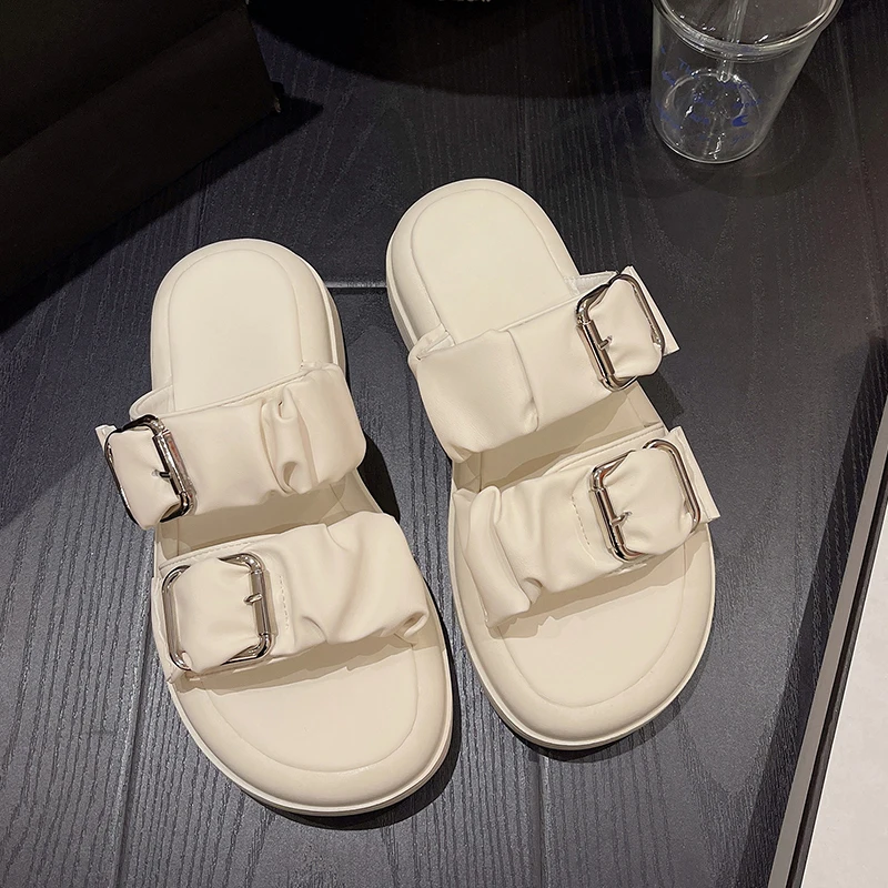 

Шлепанцы женские на платформе, брендовые сандалии с ремешком на пятке, пляжная обувь, сланцы, дизайнерские классические, повседневные, лето, 2023