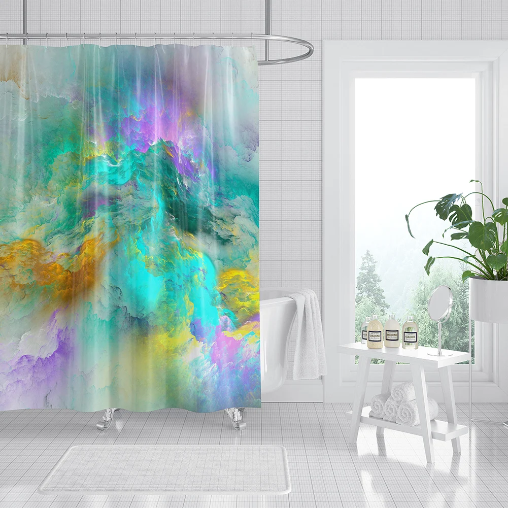 Colorful Galaxy Space Shower Curtain Psychedelic Marble Sea of Clouds Nebula Hang Curtain Tie Dye Bathroom Decor Cortina Ducha images - 6