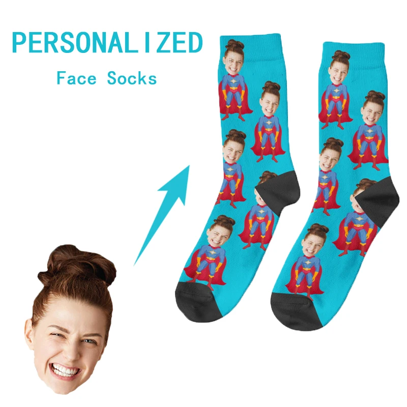 

Funny Custom Cartoon Face Socks Photo Picture Socks Customized Wife Husband Girlfriend Boyfriend Gifts Personalized Sock