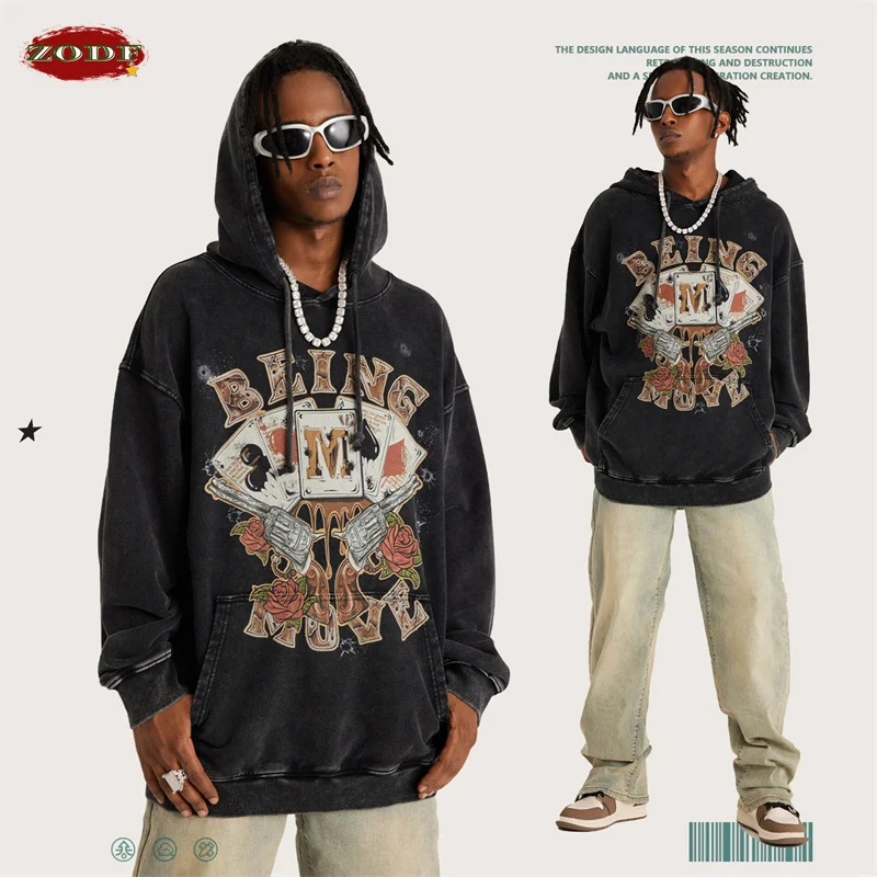 

Толстовка мужская с капюшоном и принтом покера, 2023 г/м2