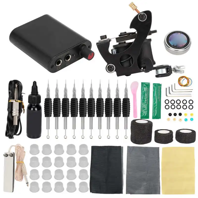 

Tattoo Kit Practice Skin Professional Foot Pedal Repair Cream Tattoo Pigment Coil Tattoo Machine Kit with Spatula for Home for