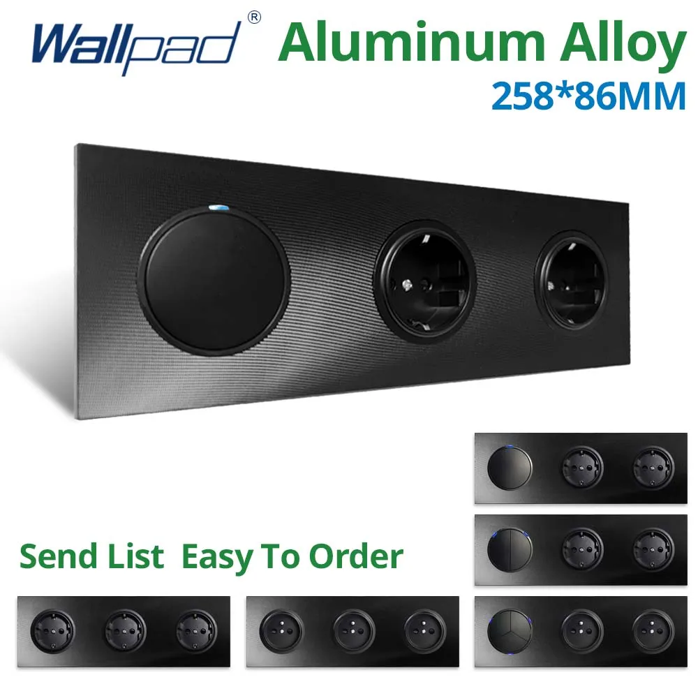 

Настенный высветильник ель Wallpad, тройная алюминиевая панель, 1, 2, 3, 4 клавиши, 2 канала, светодиодный индикатор и розетка европейского стандарта, 258*86 мм