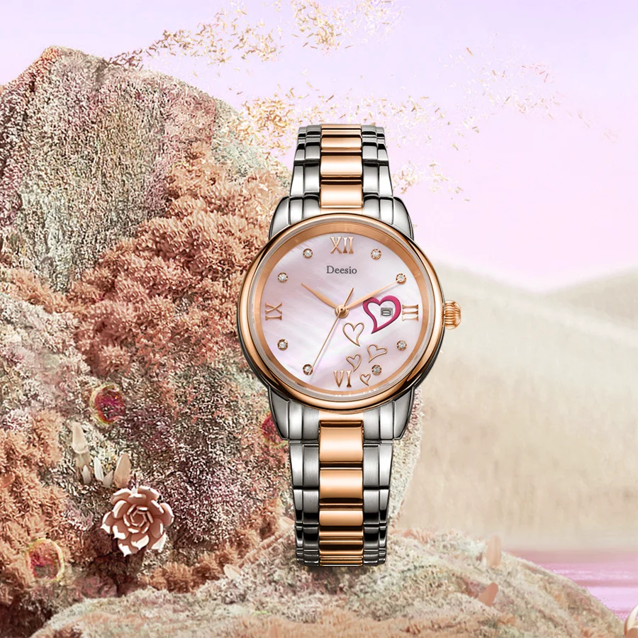 Часы женские Кварцевые водонепроницаемые с японским механизмом и сапфировым