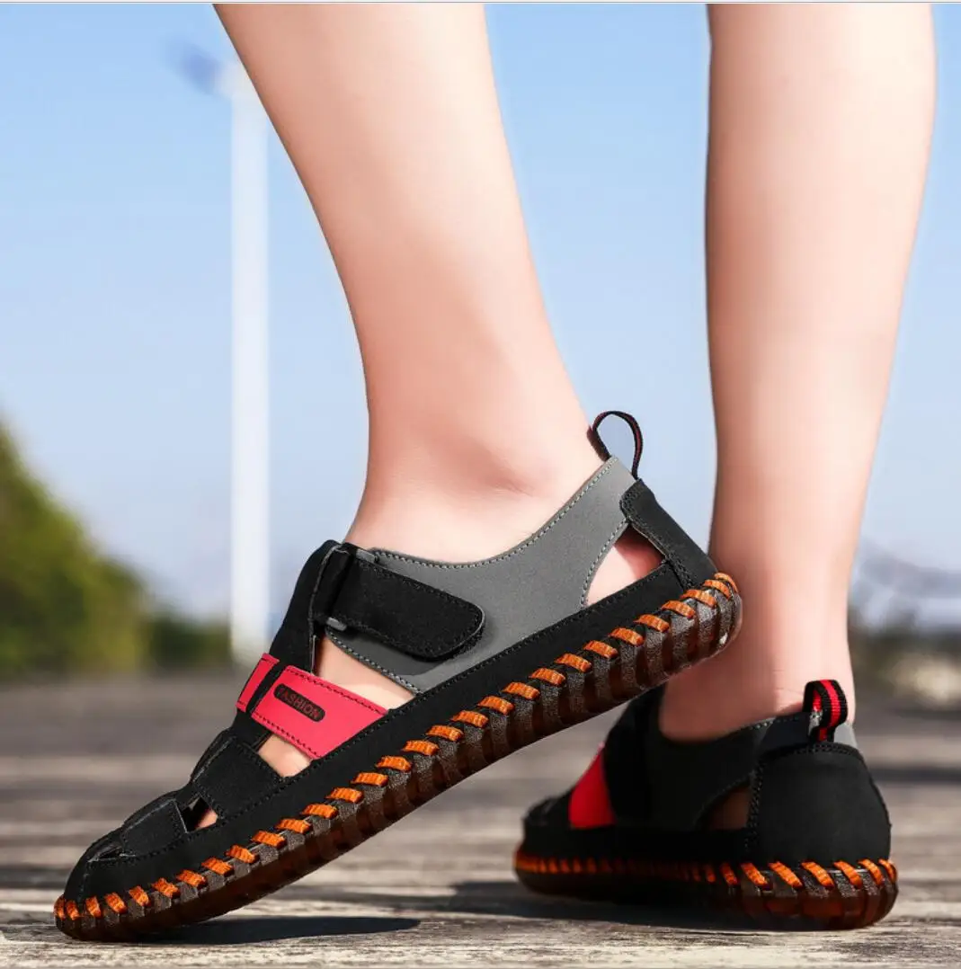 Сандалии мужские из натуральной кожи легкие удобные летние шлепанцы в