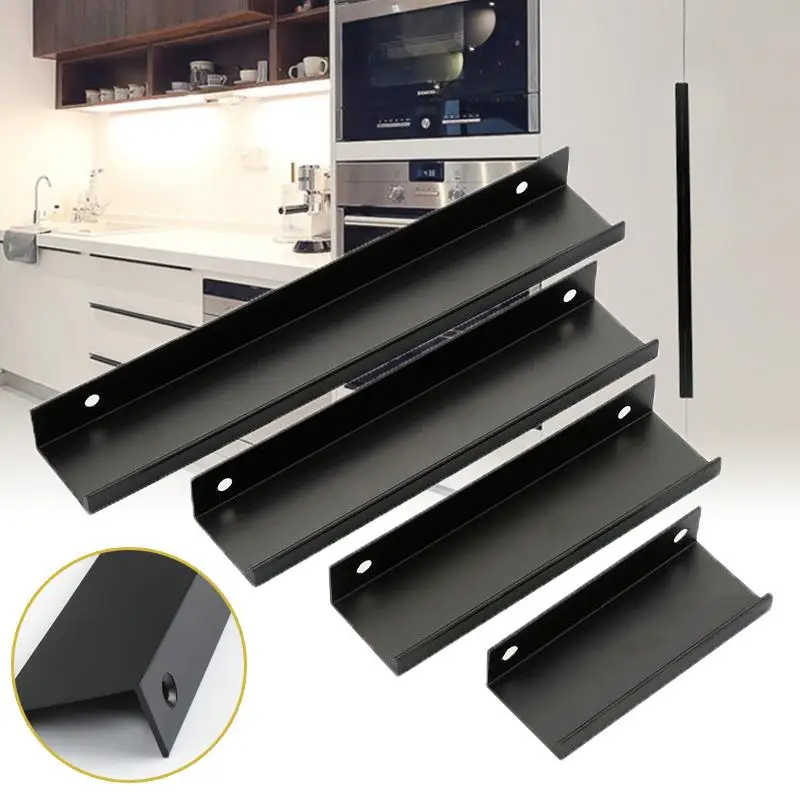 

Modern Style Black Cabinet Handle Square Furniture Hardware Stainless Steel Kitchen Door Knobs Cupboard Wardrobe Drawer Pulls